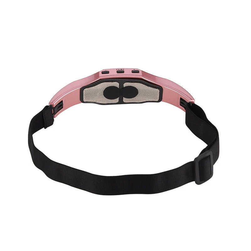 Wireless relaxation massage helmet with adjustable straps and control buttons for customised head massage experience