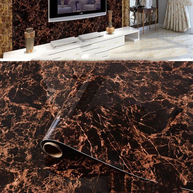 Elegant marble effect wallpaper for kitchen and bathroom renovation
