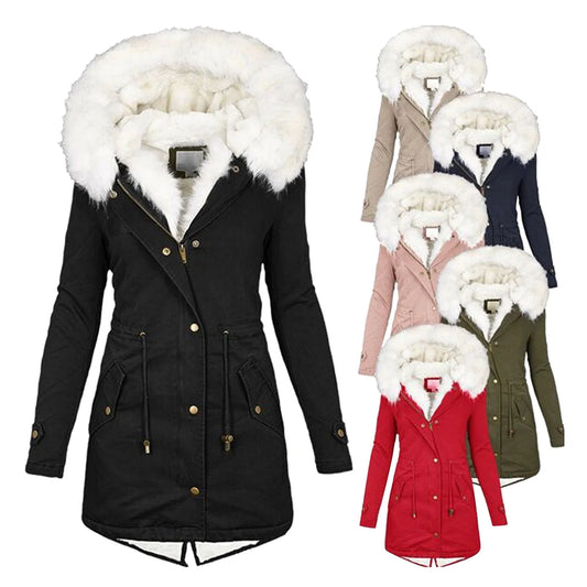 Women's lightweight padded jacket with white collar in various colours