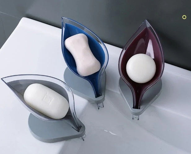ABS suction cup soap holder and sponge drain box in various colours for kitchen organisation