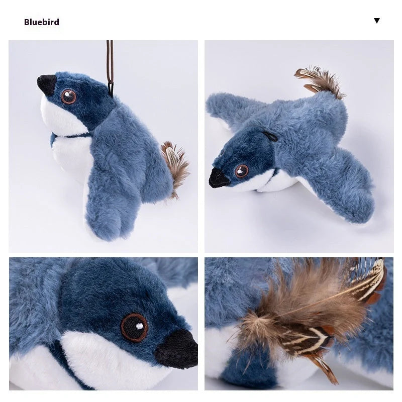 USB rechargeable interactive cat toy with realistic bird sounds for indoor cats