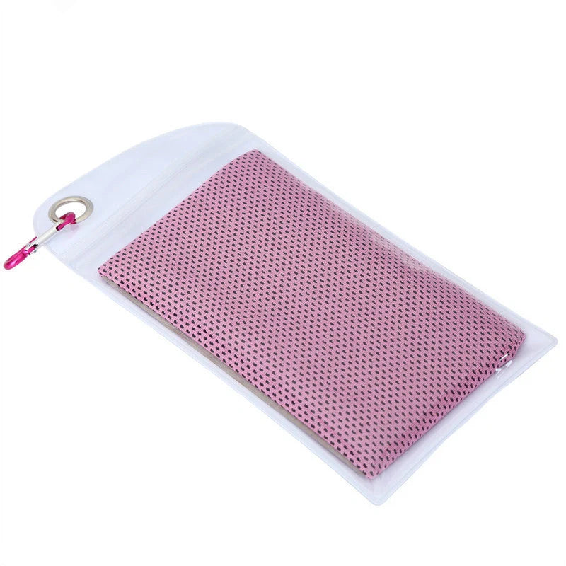 Mountaineering Cooling Towel in various vibrant colours, designed for outdoor activities and heat relief