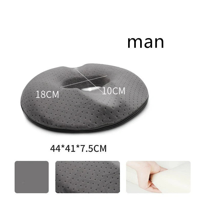 Premium memory foam seat cushion with tailored design for men and women, featuring breathable materials and a removable cover for easy cleaning.