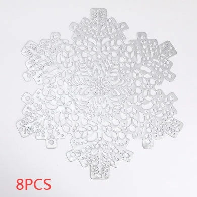 Elegant snowflake placemats made of premium PVC with heat and scald resistance for safe and stylish dining