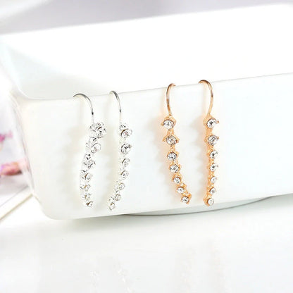 Elegant 7cm rhinestone bridal earrings in gold and silver options