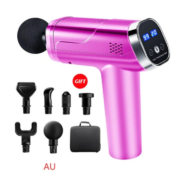 Touch Screen Fascia Gun Muscle Massager with six interchangeable heads
