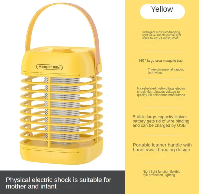 Rubik's Cube Mosquito Killer Lamp in yellow and black with USB charging option