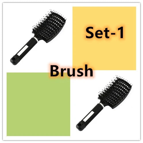 A premium hair brush with a sleek design, featuring soft bristles and a rounded massage function for healthy, detangled hair