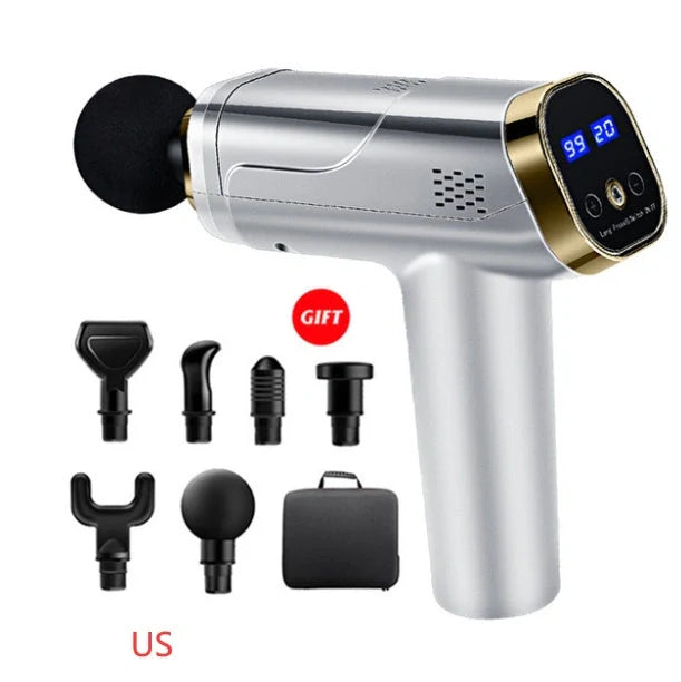 Touch Screen Fascia Gun Muscle Massager with six interchangeable heads