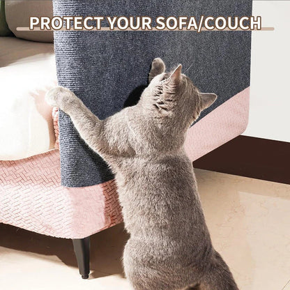 Versatile self-adhesive scratch pad with various color and size options, designed to protect furniture and satisfy a cat's natural scratching needs.