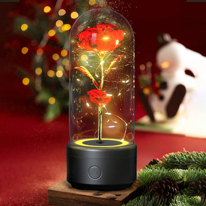 Elegant LED rose light with Bluetooth speaker in glass cover