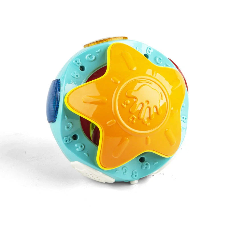 Bright yellow and orange baby rolling ball educational toy