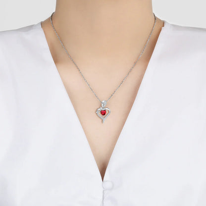 Elegant rose heart-shaped rhinestone necklace for women, perfect as a Valentine's Day gift.