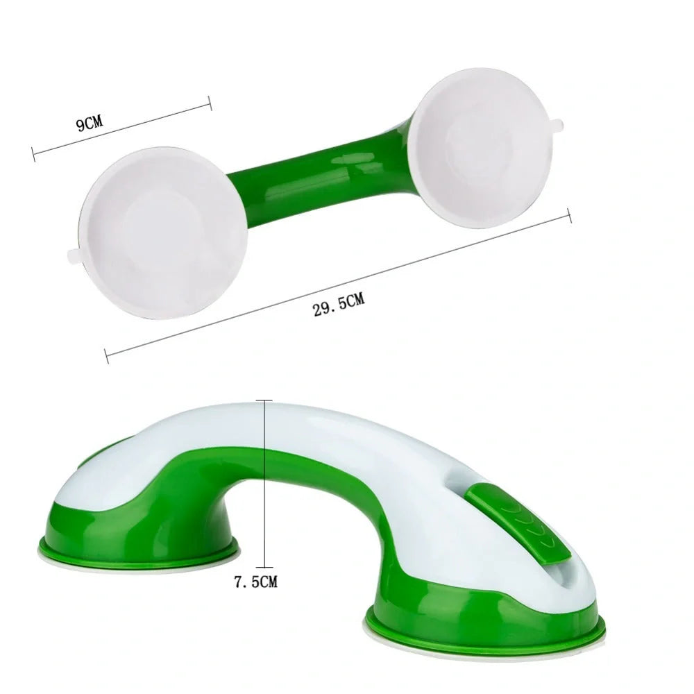 Durable ABS plastic bathroom handrail with suction cups for anti-skid safety support