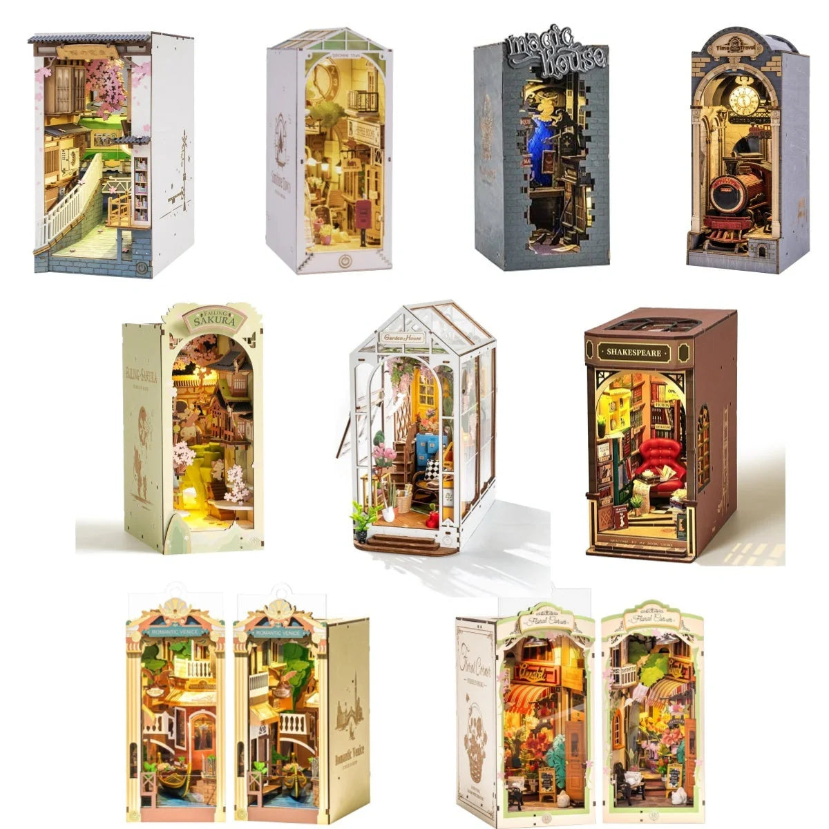 ROBOTIME Rolife DIY Book Nook Kit with LED Light, a decorative 3D puzzle for bookshelves