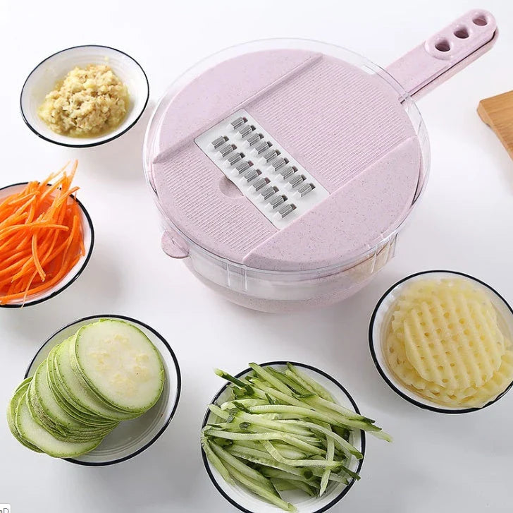 8-in-1 Mandoline Slicer with Interchangeable Blades for Slicing, Dicing, and Grating Vegetables and Ingredients