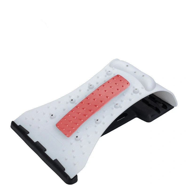 An arc-shaped acupuncture and magnetic therapy cervical spine stretcher with various colour options