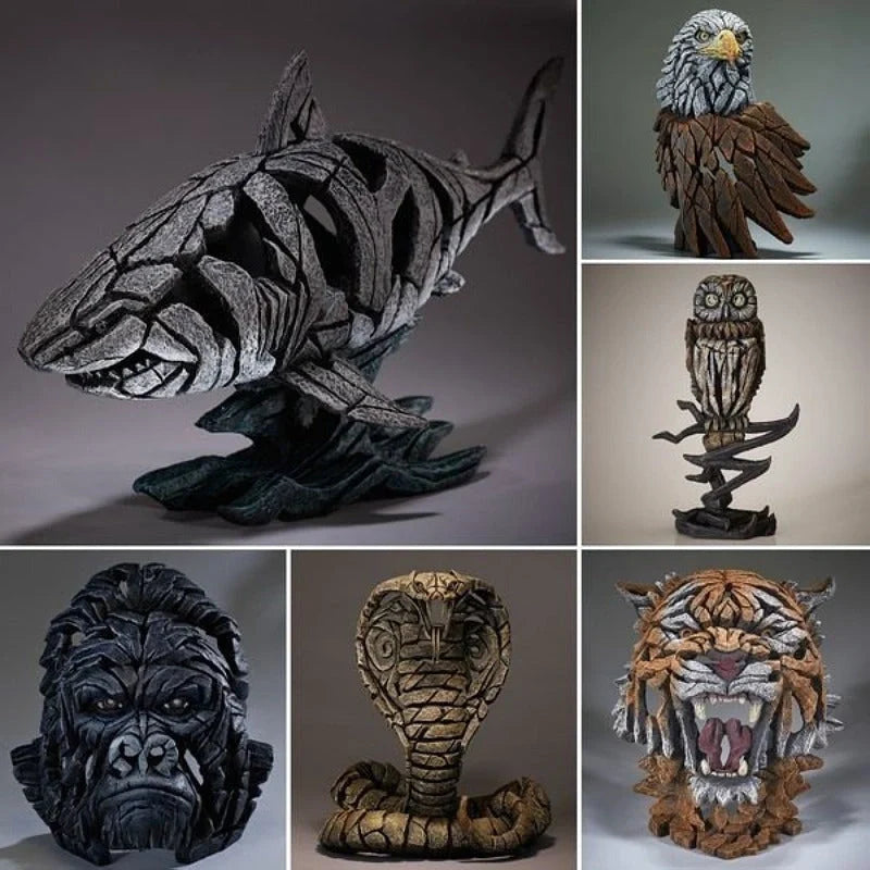 Hand-painted resin animal sculpture in cartoon style, perfect for home decor