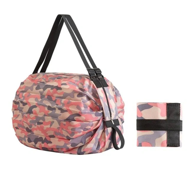 Large capacity foldable nylon shopping bag in various colors