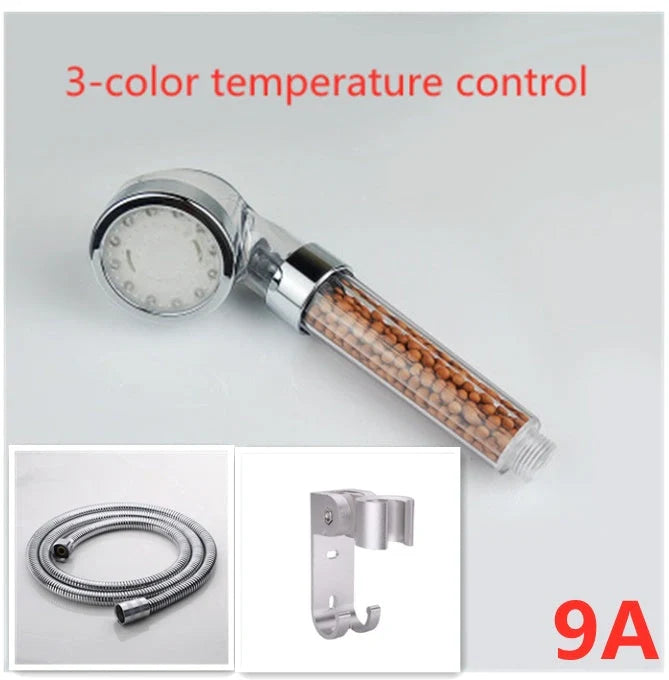 Color Changing LED Shower Head with temperature display and high-pressure flow