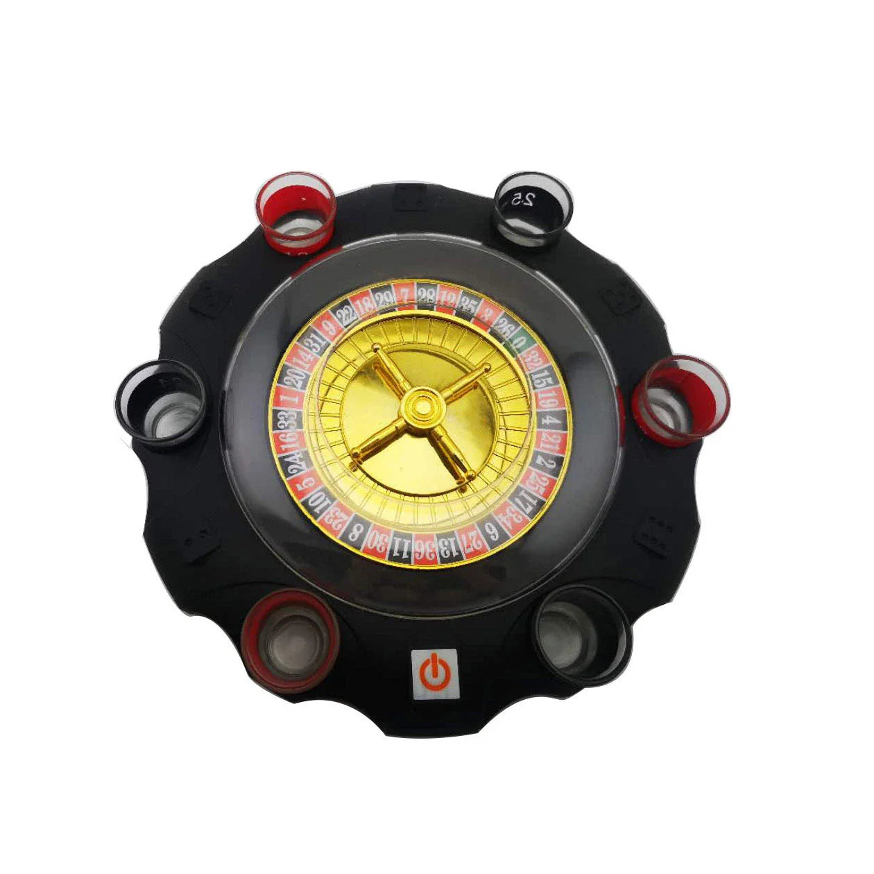 Elegant acrylic and glass roulette game set with spinning wheel and shot glasses, perfect for lively social gatherings