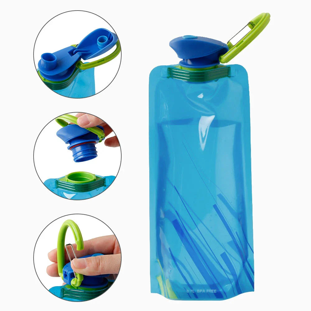 Collapsible, leak-proof water bottle made with durable, BPA-free materials for active outdoor use