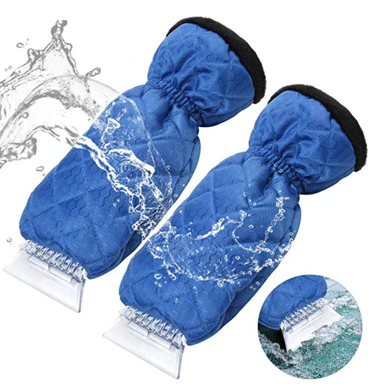 Two premium car ice scrapers with ergonomic handles and unique contoured edges for efficient snow and frost removal