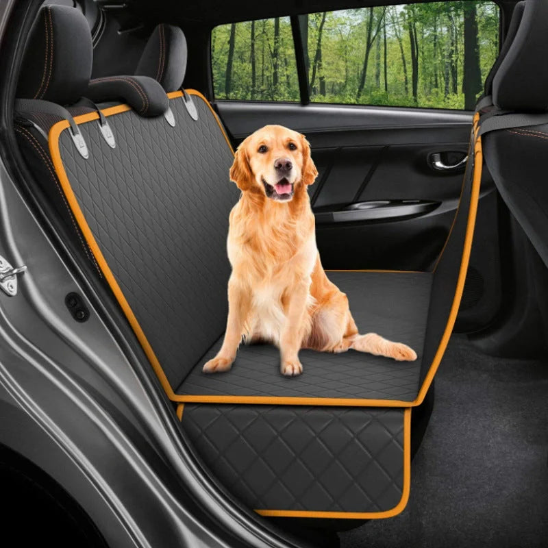 Waterproof dog car seat cover with view mesh and anti-skid surface