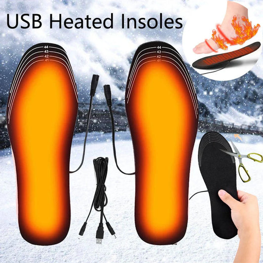 USB heated insoles for boots and sneakers with customisable fit and even heat distribution
