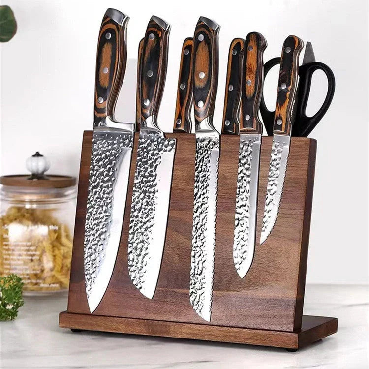 Solid wood magnetic knife holder for kitchen organisation