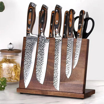 Solid wood magnetic knife holder for kitchen organisation