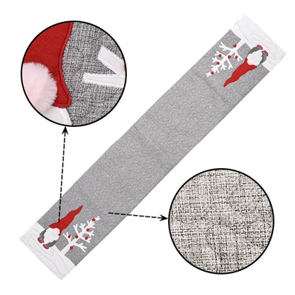 Christmas gnome plush doll grey table runner for festive dining table decoration