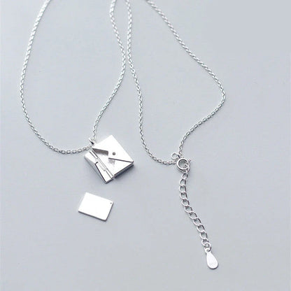 Elegant titanium steel envelope pendant necklace with adjustable chain, versatile for any occasion
