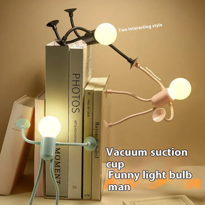 Posable sportsman night light with suction cup for versatile desk lamp placement