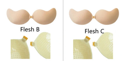 Lala Goddess Mango Cup deep V invisible bra in black and flesh colors
