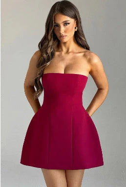 Backless tube dress in various colors, featuring a figure-flattering A-line silhouette and comfortable, breathable fabric for summer wear.