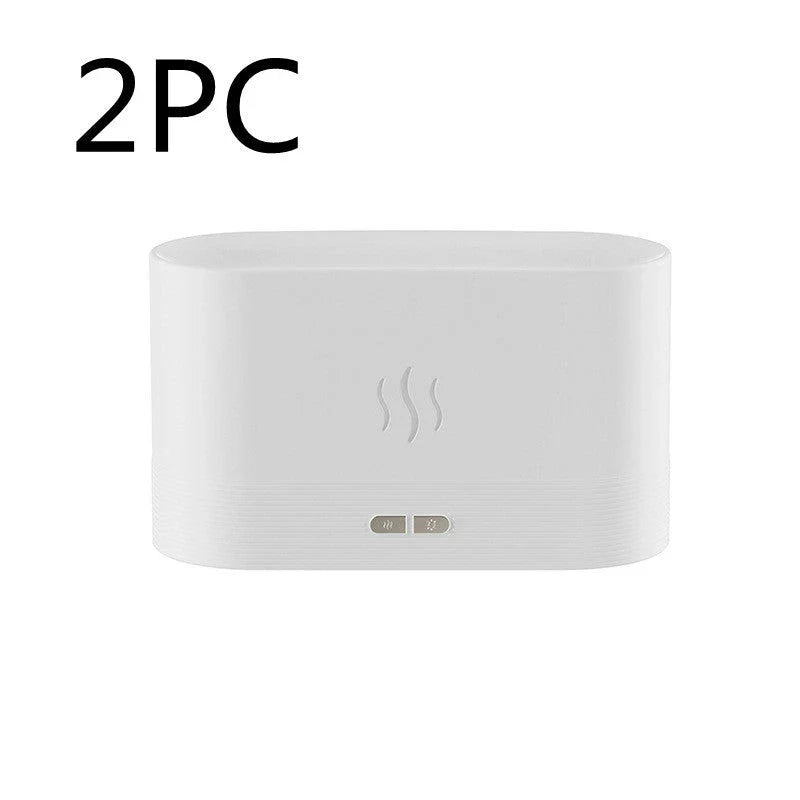 Elegant mist diffuser with realistic flame effect, designed for relaxation and aromatherapy in home, office, or yoga studio