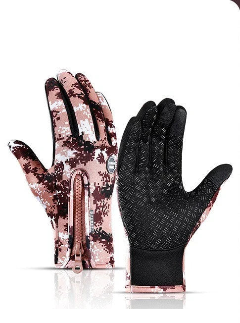 Warm, touchscreen-friendly motorcycle riding gloves made with cozy polar fleece lining for superior insulation and grip