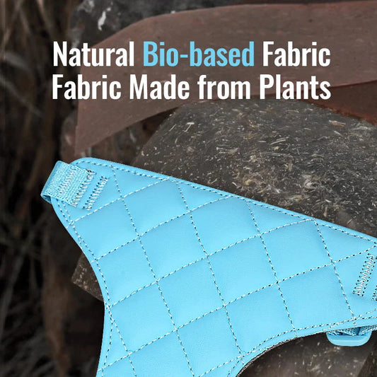 Eco-friendly pet harness set with adjustable leash and poop bag holder for comfortable, sustainable outdoor adventures with your furry friend