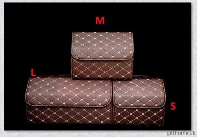Premium leather car storage organiser with multiple compartments for organised storage in your vehicle