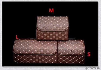 Premium leather car storage organiser with multiple compartments for organised storage in your vehicle