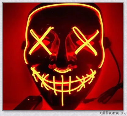A black V-shaped Halloween decoration with a glowing, mesmerising light source
