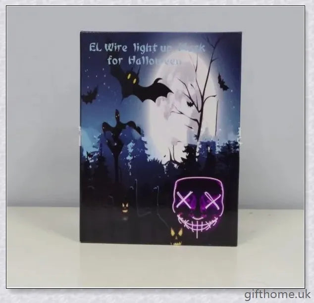 A black V-shaped Halloween decoration with a glowing, mesmerising light source