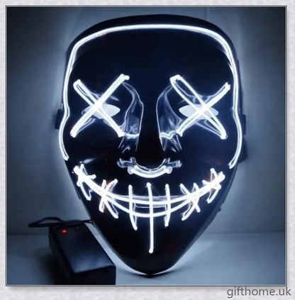 A black V-shaped Halloween decoration with a glowing, mesmerising light source