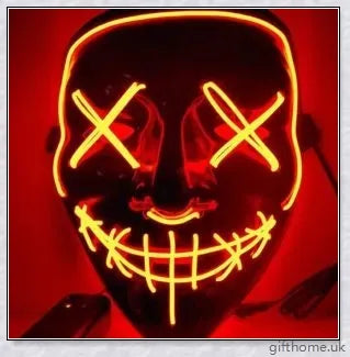 A black V-shaped Halloween decoration with a glowing, mesmerising light source