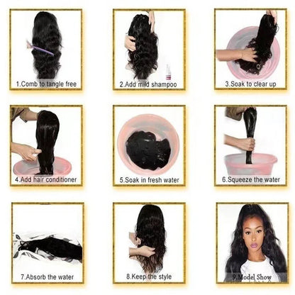 Luxurious European and American-style lace full-head synthetic wig in a variety of lengths and colours