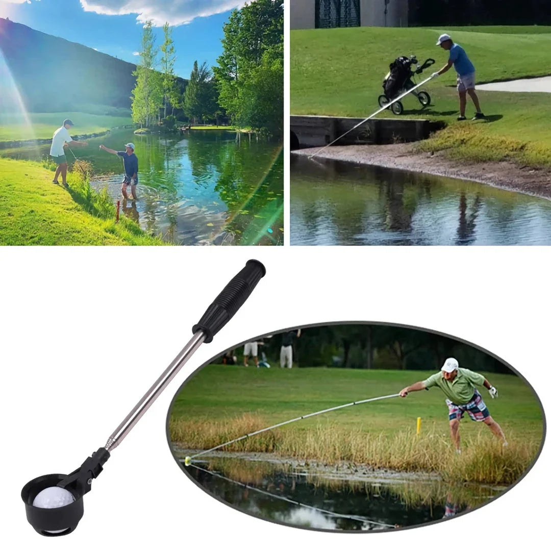 Golf Ball Retriever Telescopic Scoop Picker with Adjustable Stainless Steel Pole and Automatic Locking Scoop