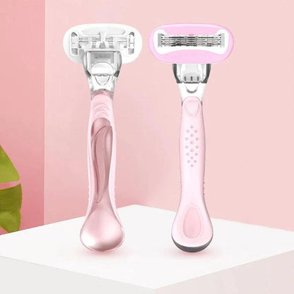 A 5-layer safety razor for women with a rotatable head and ergonomic rubber handle for a smooth, comfortable shave