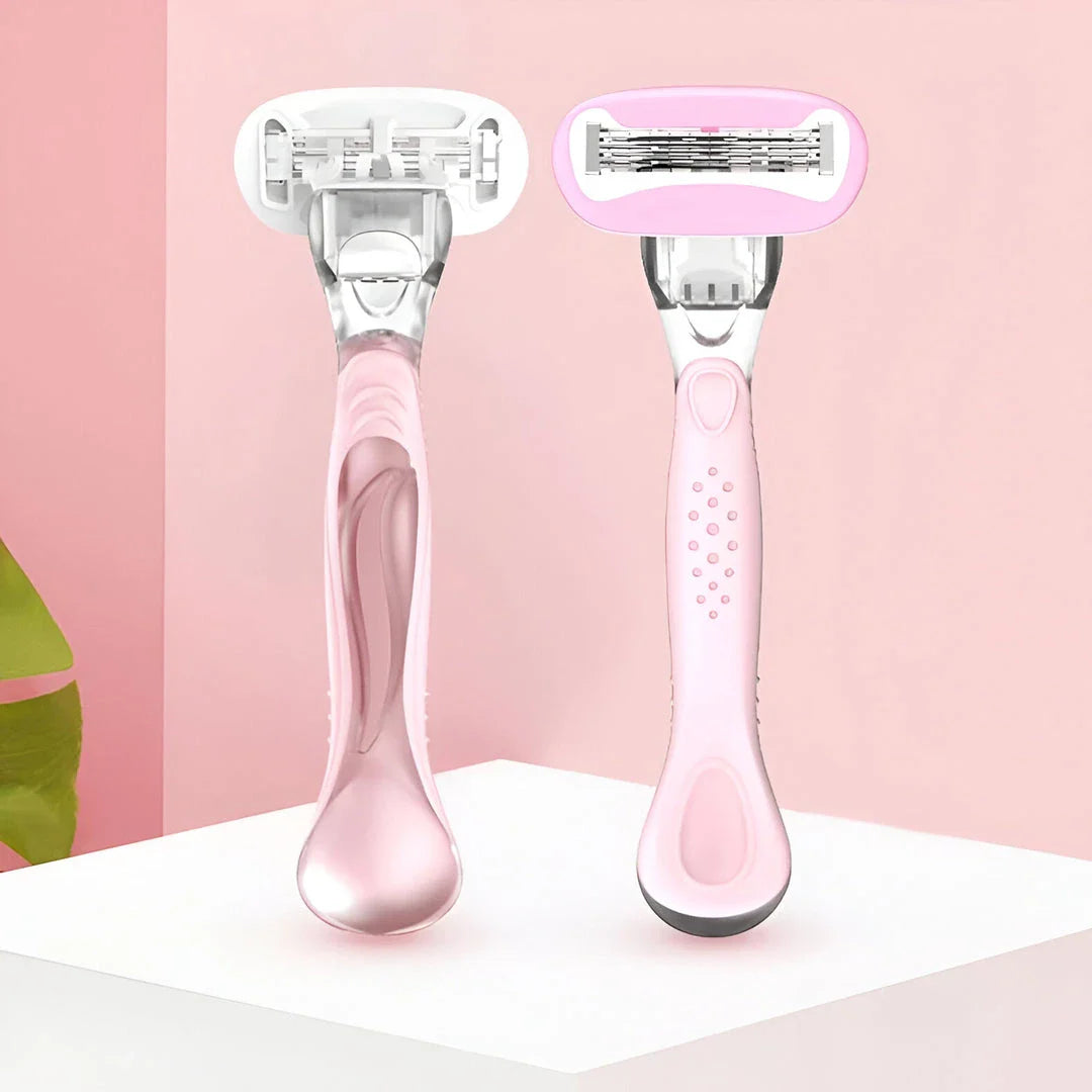 A 5-layer safety razor for women with a rotatable head and ergonomic rubber handle for a smooth, comfortable shave