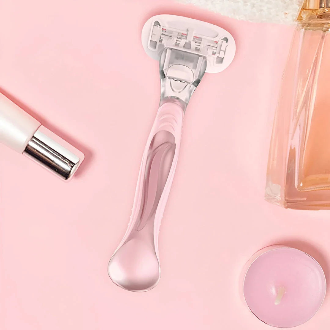 A 5-layer safety razor for women with a rotatable head and ergonomic rubber handle for a smooth, comfortable shave